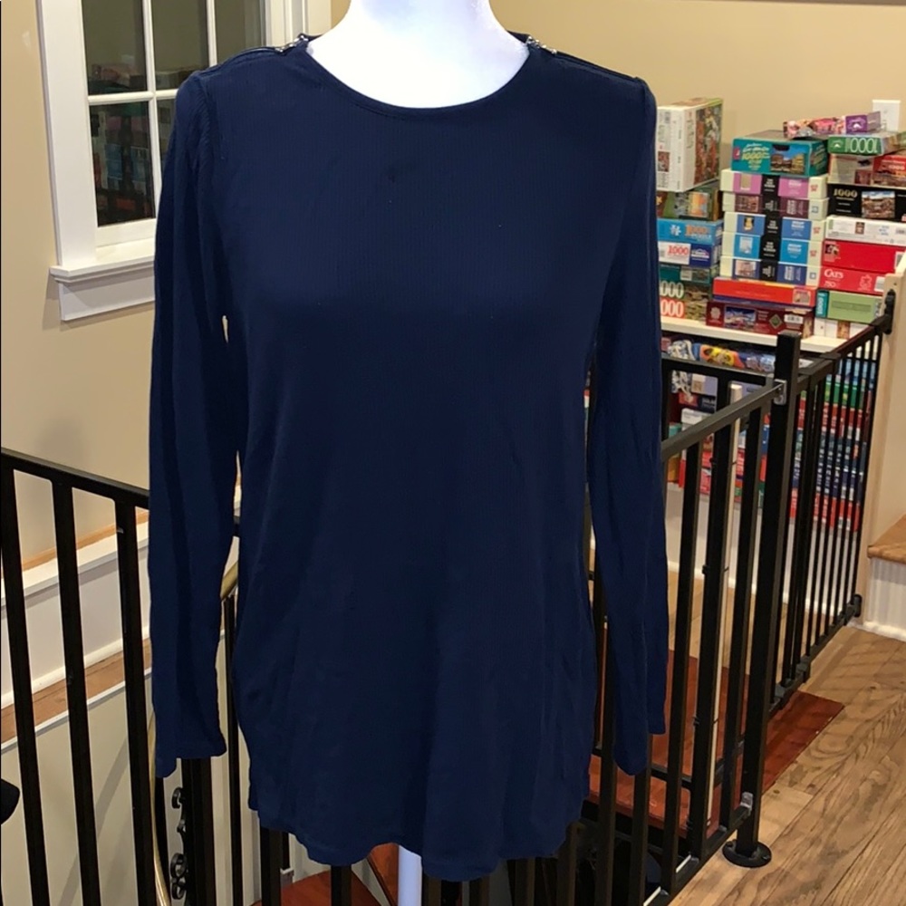 EUC Navy Ralph Lauren Zipper Detail Top